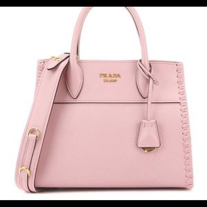 Prada saffiano city shoulder bag pink leather.